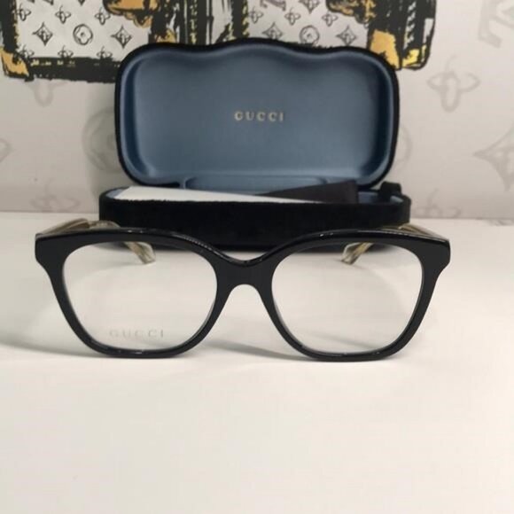 ✨ Luxury New Authentic Gucci GG0566O 001 Black Square Eyeglasses ✨ - Picture 8 of 13